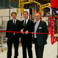 Grand tour: Climate change minister Greg Barker opened new Greenstar Heat Exchanger friction stir-welding machines as part of his visit to Worcester, Bosch  